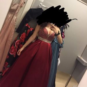 Red ball gown prom dress
